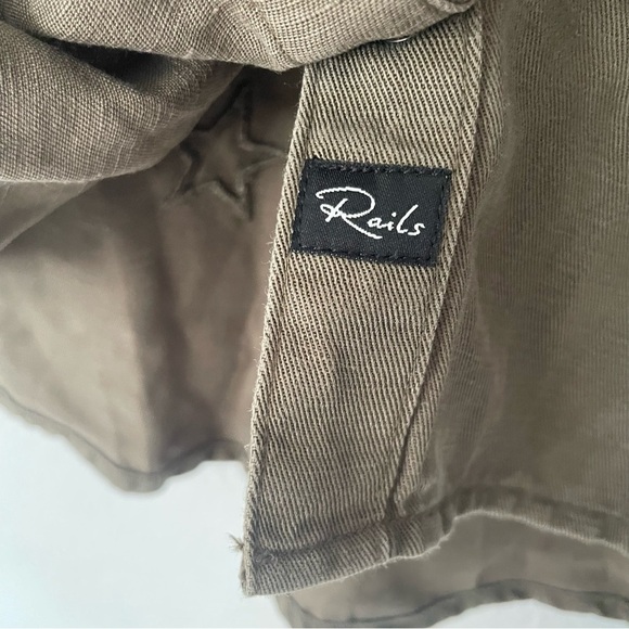 Rails Linen Marcel Sage with Stars Shirt Jacket Long Sleeve Button Down Green S - Picture 7 of 12